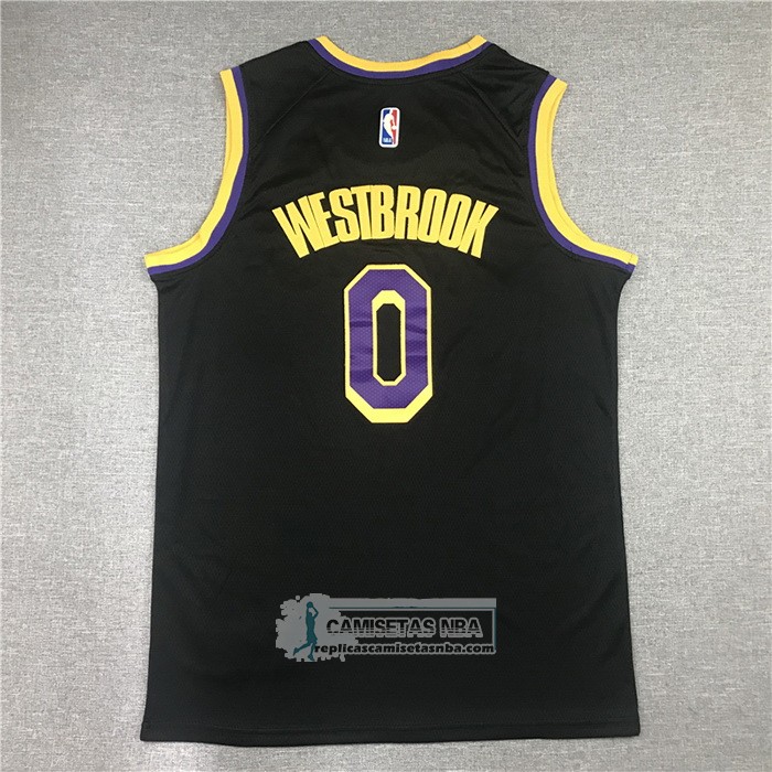 Camiseta Los Angeles Lakers Russell Westbrook NO 0 Statement 2021-22 Negro